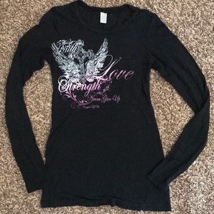 Cowgirl Tuff black sheer shirt w/ cross medium